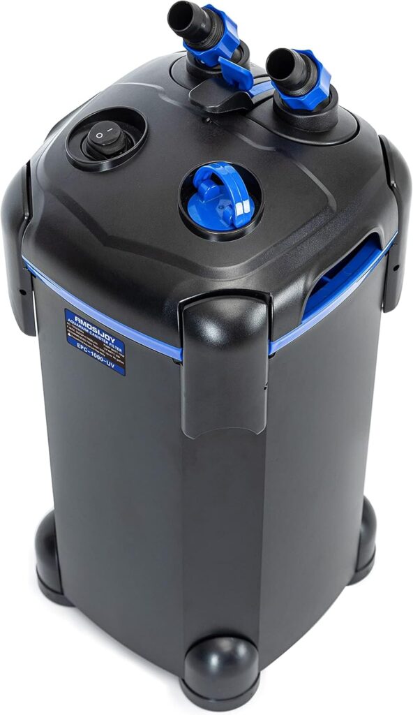 AMOSIJOY Canister Filter, Ultra-Quiet External Aquarium Filter with Free Media for Large Fish Tanks and Aquariums - Aqua Plants Hub