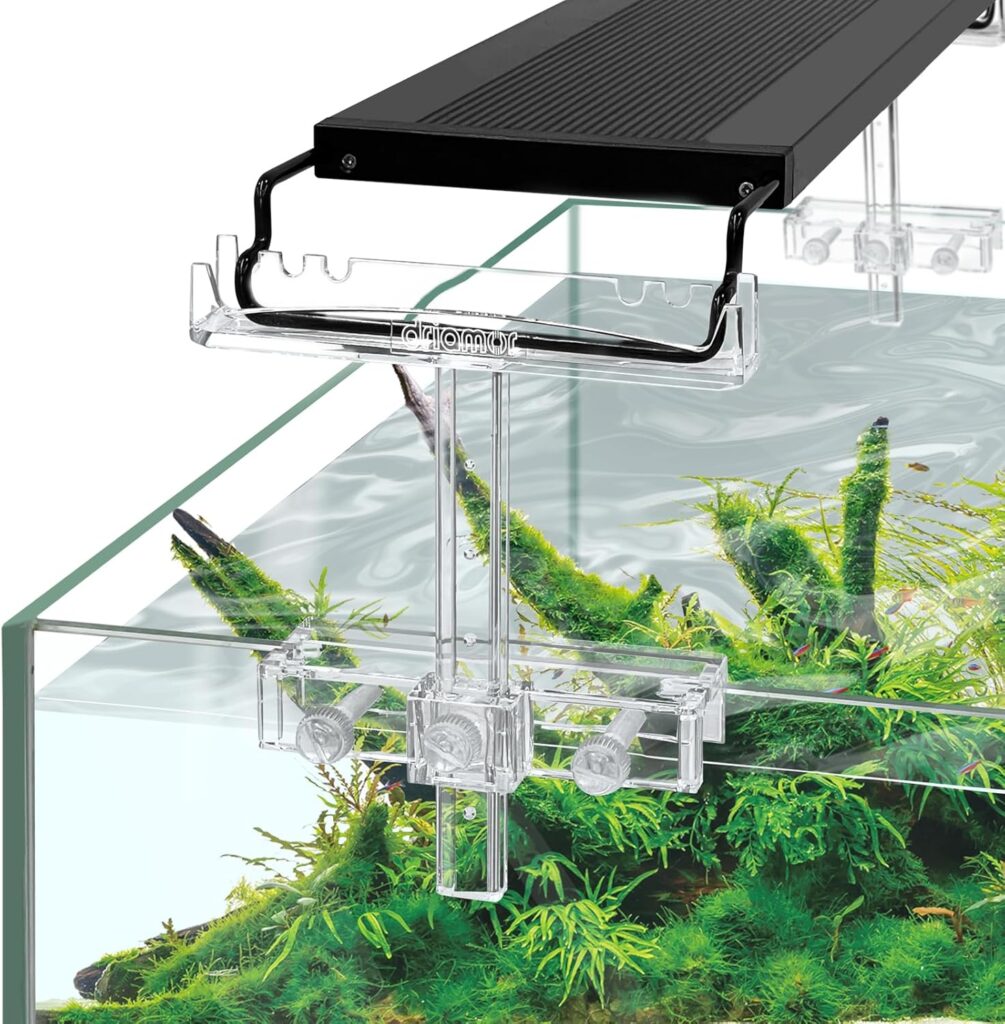 driamor Aquarium Light Riser Adjustable, Clear Acrylic Fish Tank LED Light Stand Aquarium Lamp Holder Bracket Kit 2pcs Transparent Support for Width 2.5-4.4 Inches Light with Extendable Bracket - Aqua Plants Hub