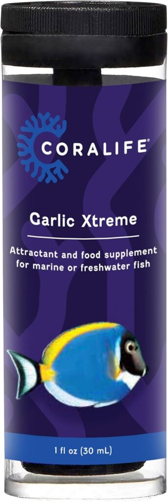 Coralife Fish Tank Aquarium Garlic Xtreme Attractant and Food Supplement for Saltwater Marine or Freshwater Fish, 1 oz - Aqua Plants Hub