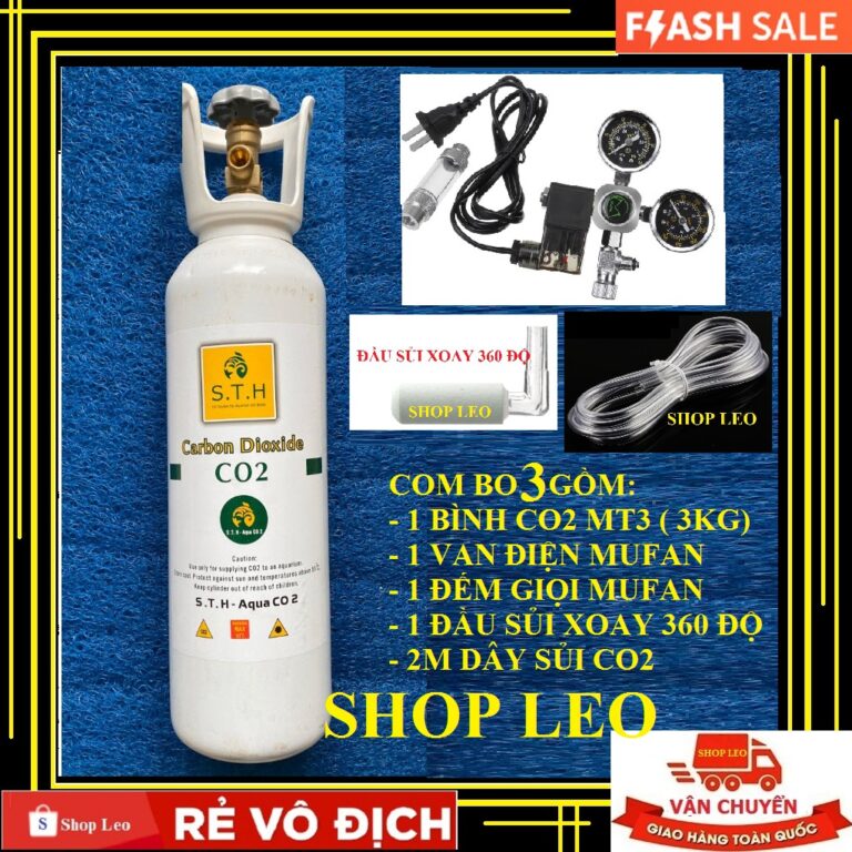 [Mã PET0303 giảm 8% đơn 300K] Bình Co2 (3Kg) Full Bộ Van Điện- Trọn bộ bình Co2 MT3 (3kg) - Bình Co2 MT3 thủy sinh - BÌNH CO2 THUỶ SINH 3KG - Aquascape & Planted Tank Guide