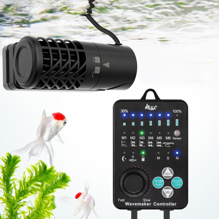 AQQA Aquarium Wave Maker Magnetic Adjustable Cross Flow Pump with Controller DC Gyre Wavemaker 1059 GPH Water Circulation Pump Powerhead for Freshwater & Marine Reef Fish Tank 15-70 Gallon (15W) - Aqua Plants Hub