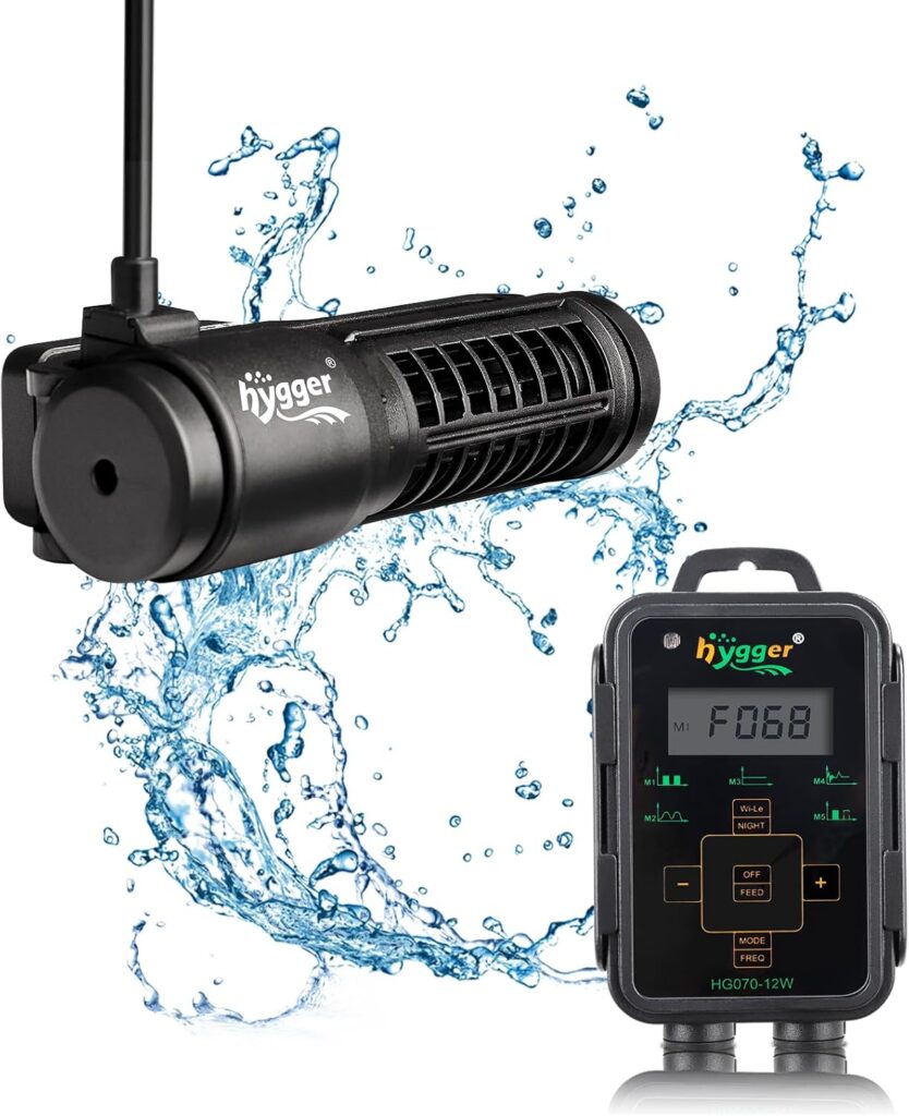 hygger Aquarium Wave Maker 1321 GPH 12W, Adjustable Cross Flow Pump with LED Display Controller, Magnetic DC 24V Aquarium Powerhead for Freshwater and Marine Reef Aquariums Up to 60 Gallon - Aqua Plants Hub