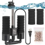 AQQA Aquarium Electric Power Sponge Filter,3W/5W Silence Submersible Foam Filter,Sponges Bio Ceramic Media Balls Double Filter for Saltwater Freshwater Fish Tank (S) - Aqua Plants Hub