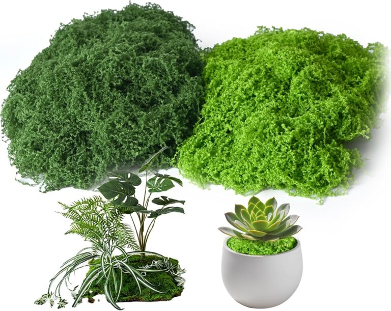 Fake Moss for Plants Indoor, 7OZ Dual-Color Artificial Moss for Crafts, Realistic Faux Moss for Terrariums, Fairy Gardens, Potted Plants, DIY Home Decor, Glass Jars, Light & Dark Green（200g） - Aqua Plants Hub