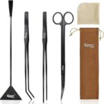 hygger Long Stainless Steel Premium Aquarium Tools, 4 PCS Aquatic Plant Tweezers Scissors Spatula Kits Comes with 1 Cleaning Cloth, for Fish Tank Starters - Aqua Plants Hub