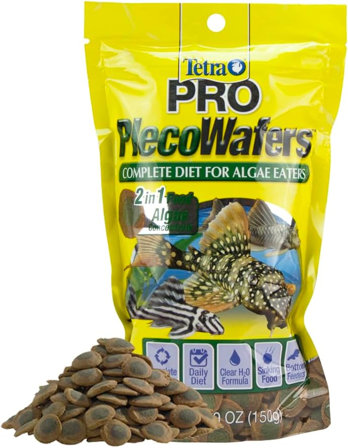 Tetra PRO PlecoWafers 5.29 Ounces, Nutritionally Balanced Vegetarian Fish Food for Bottom Feeders, Concentrated Algae Center - Aqua Plants Hub