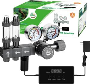 Upgraded Aquarium CO2 Regulator with Motorized Valve, Dual Stage Adjustable Pressure, Expandable for Two Tanks, Includes Timer and Bubble Counters for CO2 Aquarium System - Aqua Plants Hub