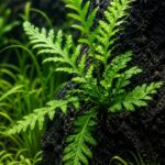 Bolbitis heudelotii African water fern attached to lava rock