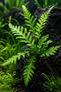 Bolbitis heudelotii African water fern attached to lava rock