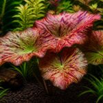 Tiger lotus Nymphaea zenkeri red-green mottled submerged leaves